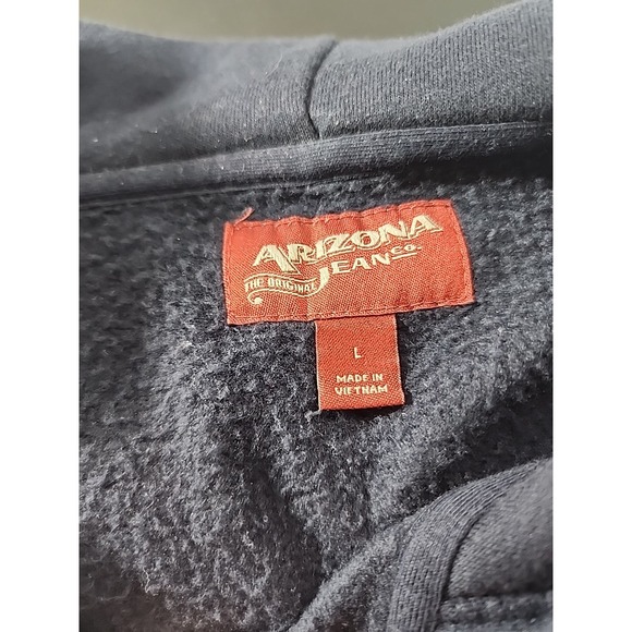 Arizona Jean Co Dark Navy Blue Full Zip Hoodie Mens Large Holiday Reindeer - Picture 4 of 7